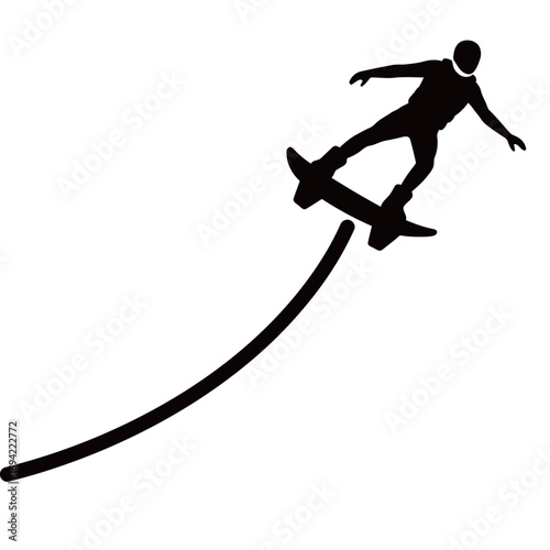 black and white silhouette of a Flyboarding vector on a white background