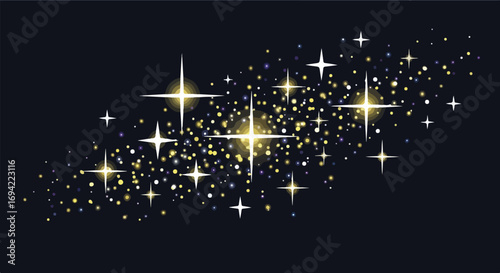 Celestial radiance: An abstract depiction of twinkling constellations and sparkling dust particles against a nocturnal backdrop