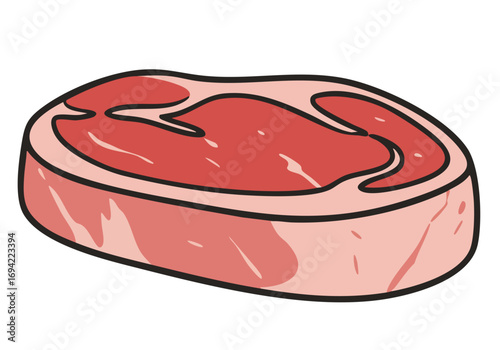 A simple, flat-style illustration of a filet tender steak. Clean lines and a soft color palette make it ideal for food-related designs and icons. Vector graphic.