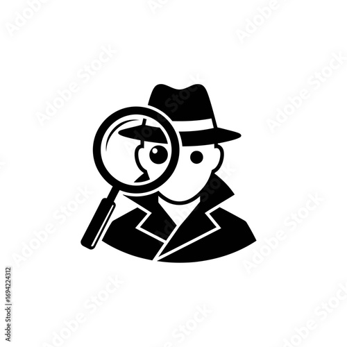 Detective with Magnifying Glass Investigating a Case.