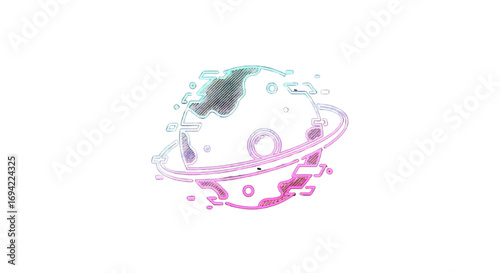 Immerse yourself in the ethereal beauty of "Cosmic Radiance," a captivating abstract art print featuring a stylized planet or celestial body