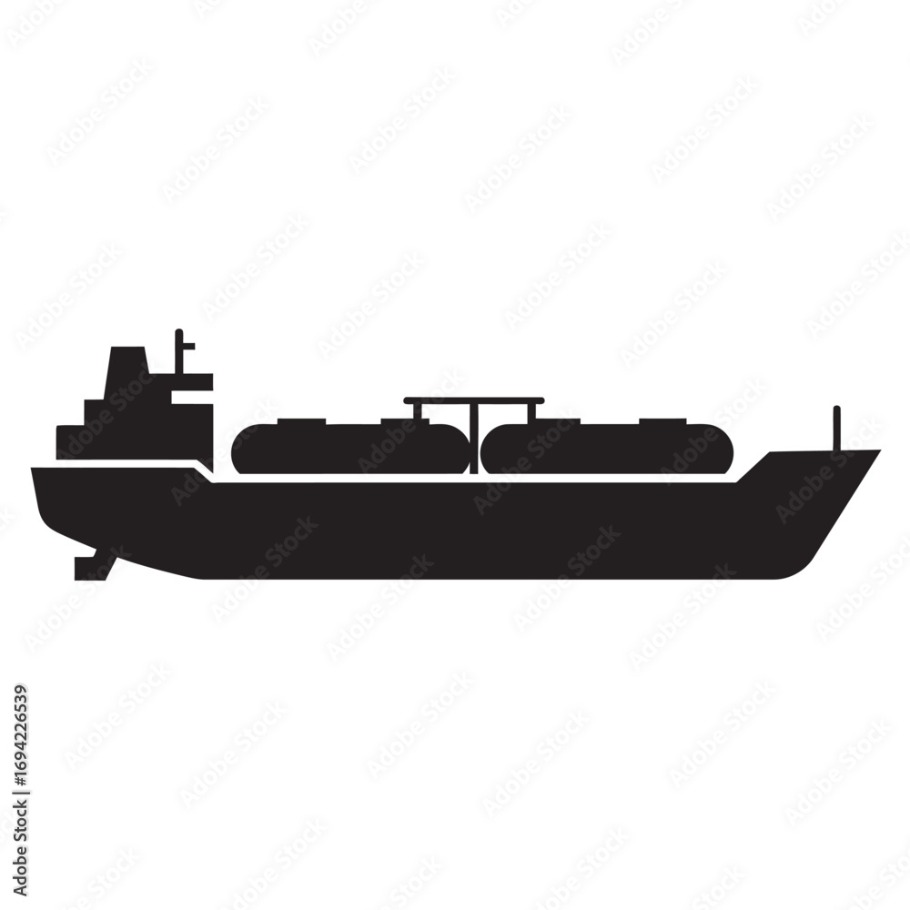 Obraz premium black and white silhouette of a tanker vector on a white background