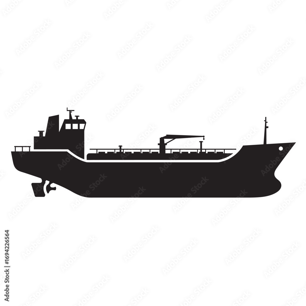 Obraz premium black and white silhouette of a tanker vector on a white background
