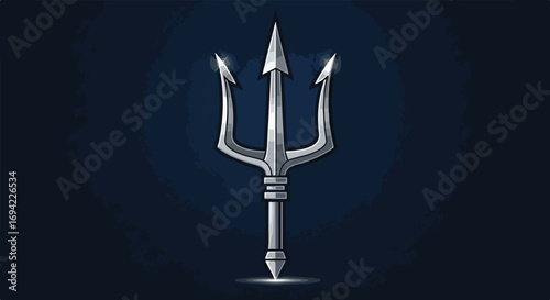Silver Trident Graphic: Emblem of Mythical Sea Power and Ancient Oceanic Realm Governance Authority
