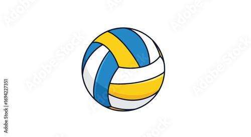Vibrant volleyball illustration with dynamic lines and a cheerful color palette for sports designs, team logos and recreational projects
