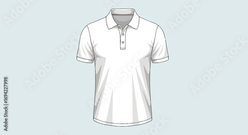 Isolated pristine white polo shirt mockup with clean lines and a minimalist background for design showcasing