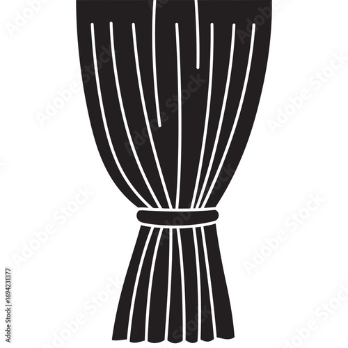 black and white silhouette of curtain vector on white background