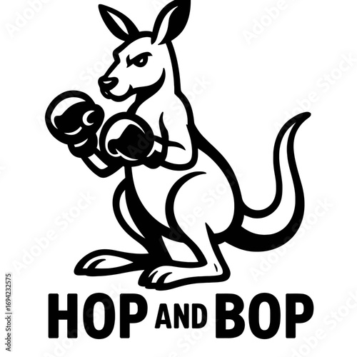 Dynamic Boxing Kangaroo Mascot Logo: 'Hop and Bop' Sporting Emblem for Fitness, Martial Arts, or Youth Boxing Programs – A Powerful, Energetic, and Playful Design for Athletic Brands & Teams!