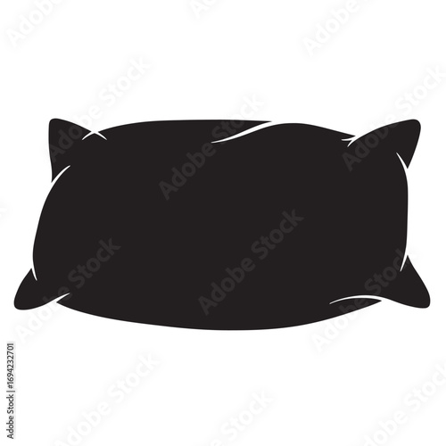 black and white silhouette of a pillow vector on a white background