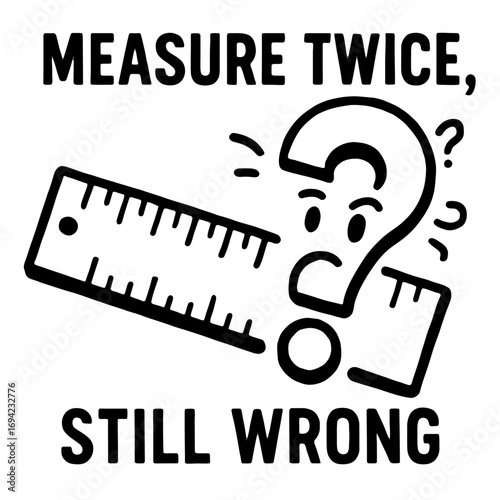 Frustrated with measurements? This funny design captures the universal struggle of 'Measure Twice, Still Wrong' – perfect for DIY fails, crafting woes, and engineering humor. A relatable take on preci