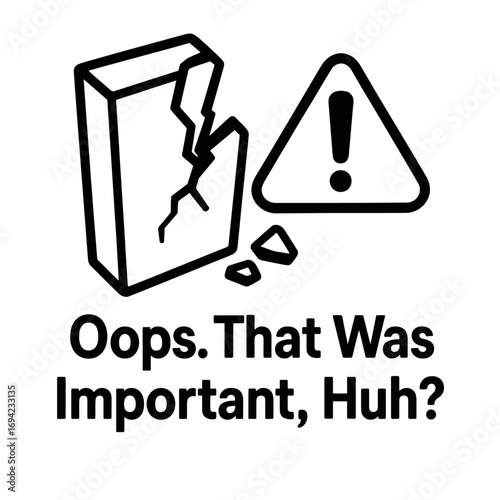 Critical System Failure Alert: Irreparable Data Loss Warning Icon. Essential Information Destroyed or Corrupted, Indicating a Major Incident or Unexpected Breakdown. Oops, That Was Important, Huh? Pro