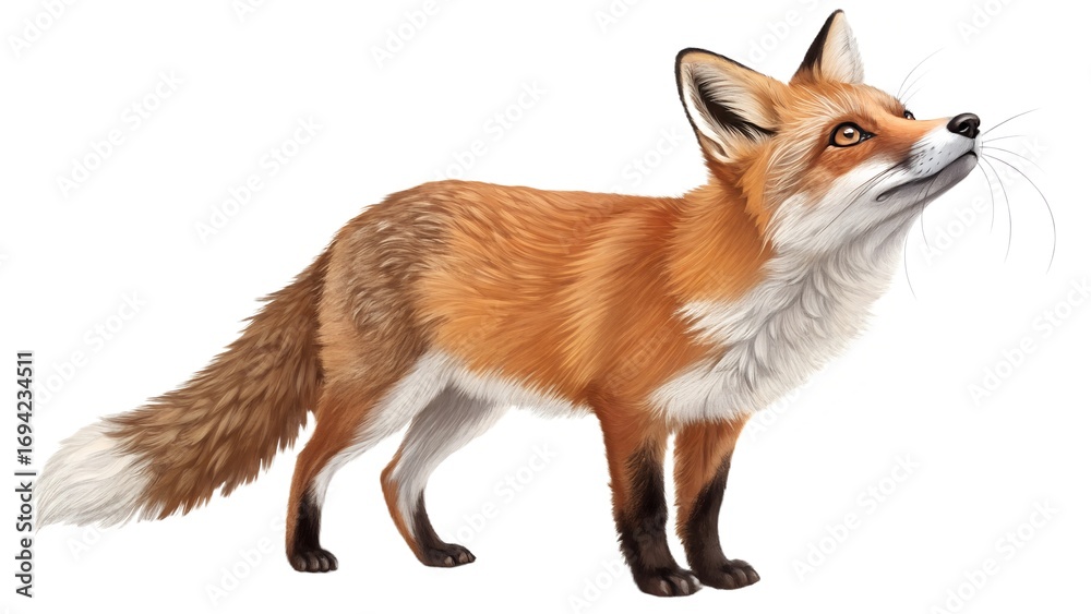 Fototapeta premium curious fox illustration isolated on transparent