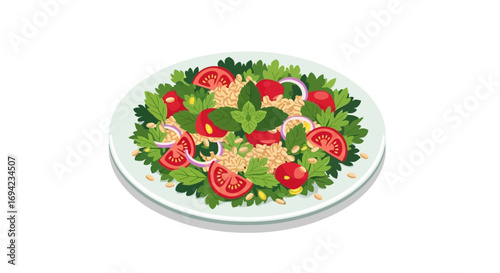 Artistic vector illustration of a vibrant and healthy salad creation