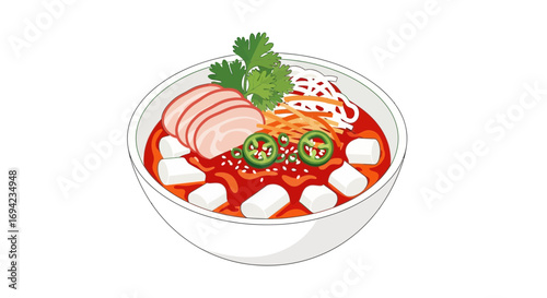 Creative illustration of a flavorful spicy korean soondubu jjigae bowl