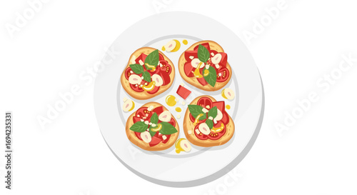 Delicious Bruschetta Platter Fresh Tomato and Basil Topping Arrangement