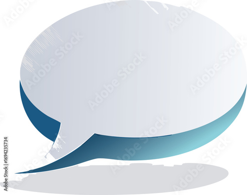 A stylized speech bubble with a gradient fill, suggesting communication and dialogue.