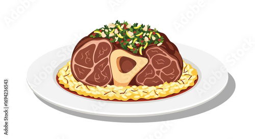 Delicious Osso Buco Dish Served on a Plate with Gremolata Topping