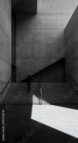 Concrete Staircase Silhouette A Study in Shadows and Light.