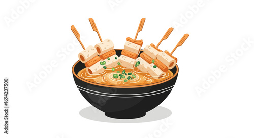 Delightful korean fish cake skewers in broth, a flavorful and inviting dish