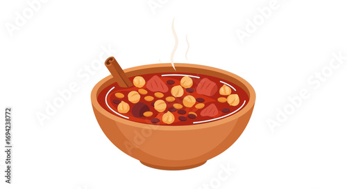 Illustrative bowl of pozole, a traditional stew simmered with love