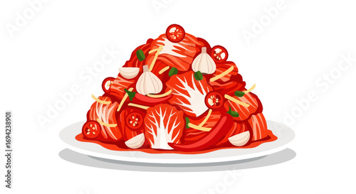 Kimchi delight on a white plate showcases traditional korean cuisine