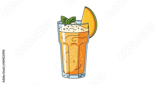 Refreshing summer melon smoothie in a glass with mint garnish vector