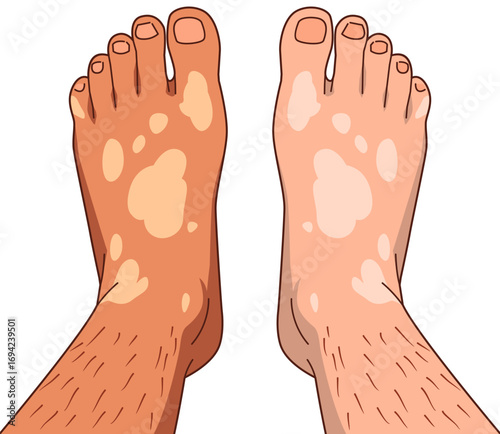 Portrait person with vitiligo on their legs. Unique skin pigmentation highlighting natural beauty. World vitiligo day. Skin depigmentation, skin disorder, self acceptance, emotional support.