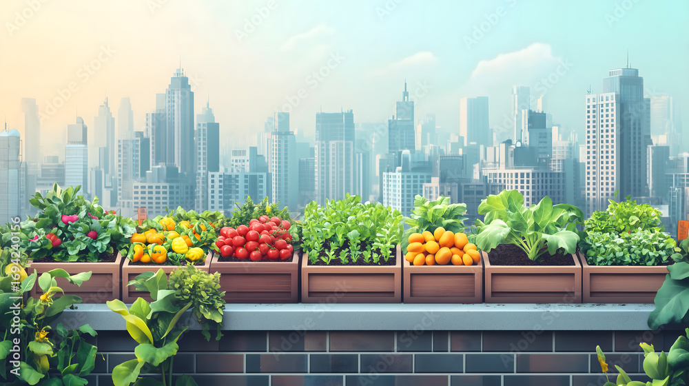 Fototapeta premium Urban Rooftop Farm