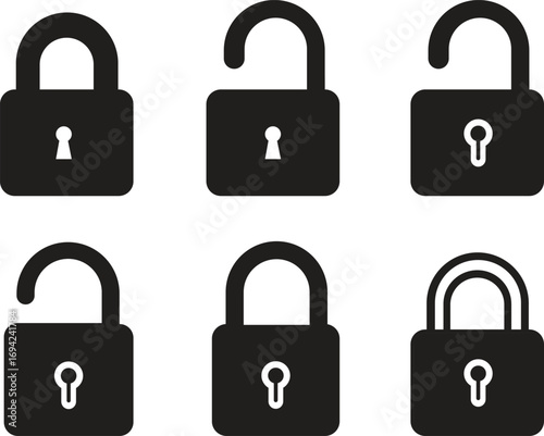 Lock Icon set. Security and authorized access concept. Data protection, restricted access, authorization, privacy. vector illustration lock security privacy protection access safety secure system.