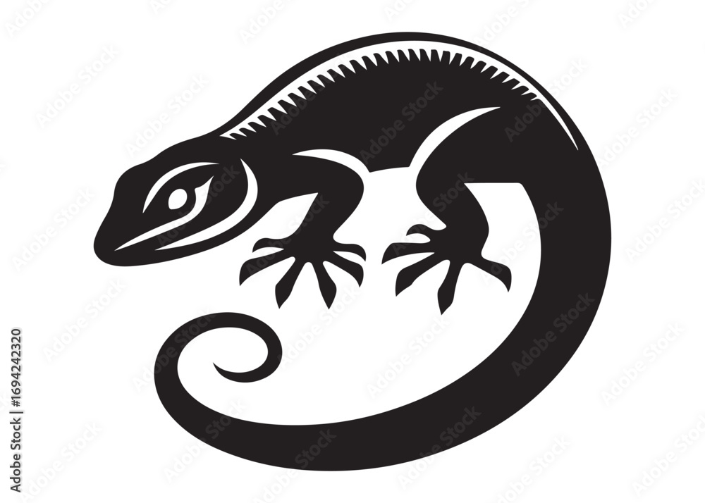 Fototapeta premium lizard logo silhouette vector, lizard silhouette vector illustration, gecko silhouette vector design, house lizard vector silhouette, gecko lizard logo silhouettes vector on white background.