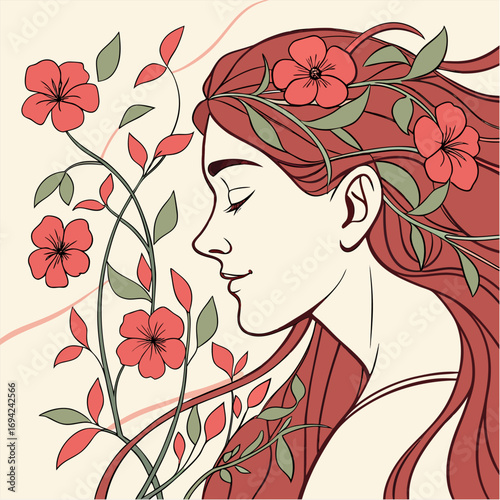 girl with flowers