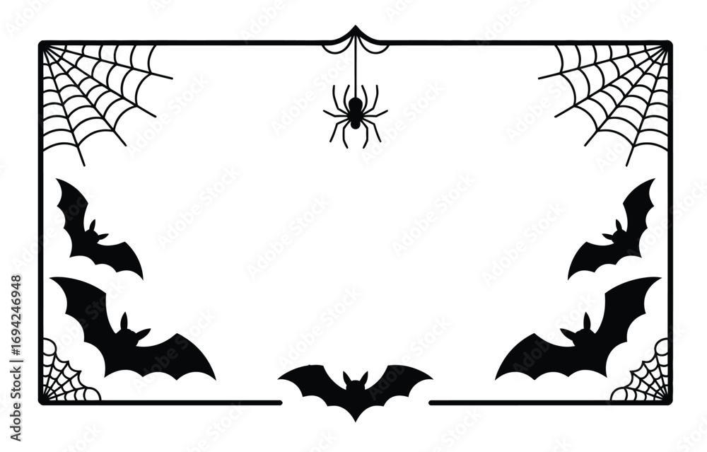 Fototapeta premium spooky Halloween party invitations with this decorative bat and spider frame