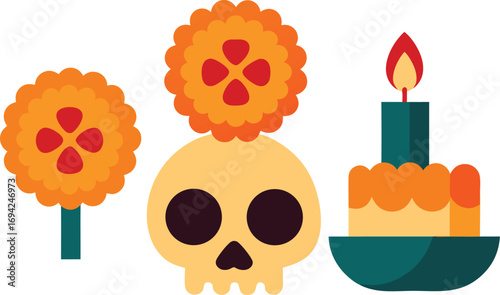 Day of the dead vector graphics bundle sugar skulls festive illustrations for cultural celebrations