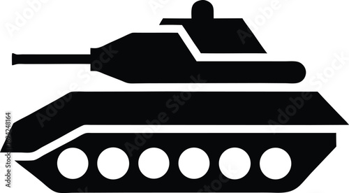 armored tank silhouette vector icon on transparent background