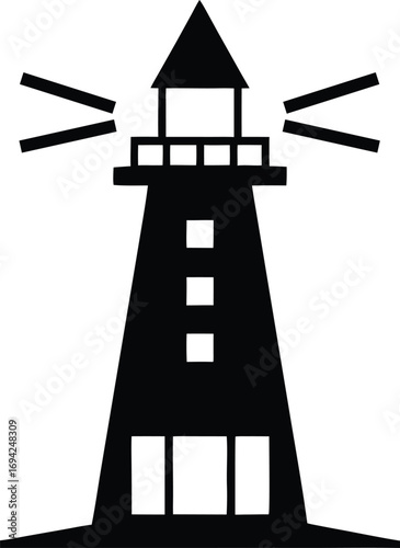 lighthouse tower silhouette vector icon