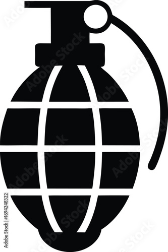 hand grenade silhouette icon on transparent background