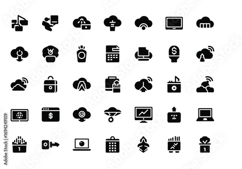 Collection of technology and business icons
