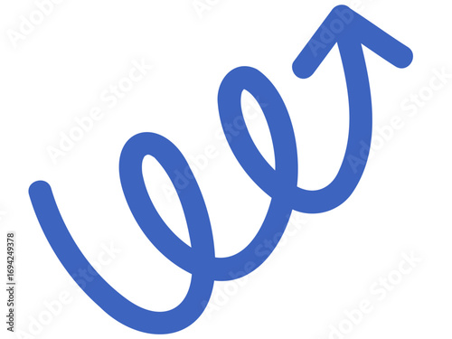 Blue curly arrow icon isolated