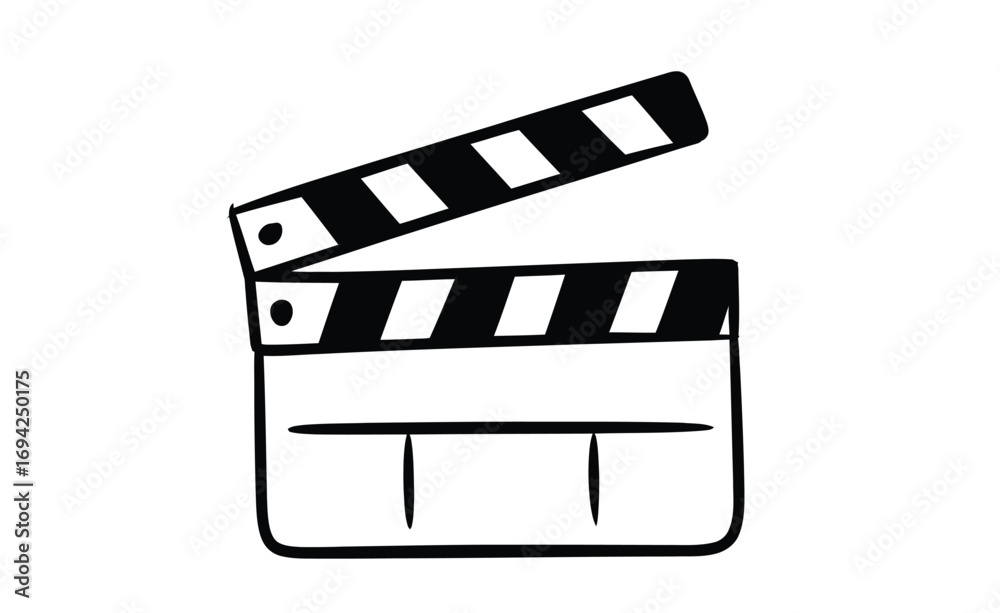 Fototapeta premium Simple black and white movie clapperboard ready for action, film industry concept