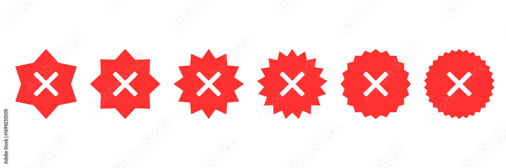 Obraz premium Set of cross icons, not verified, not approved, not correct, wrong icons set