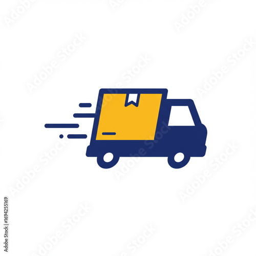 Dynamic express delivery truck graphic symbolizing rapid shipment of packages and goods, highlighting efficient logistics, swift transport, and reliable freight services for businesses and customers