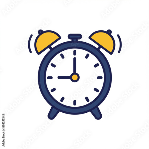 Vibrantly Illustrated Ringing Alarm Clock Symbolizing Timeliness, Urgency, and Important Schedules for Waking Up or Deadline Reminders