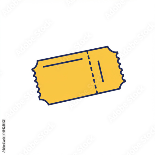 Vibrant yellow ticket icon with a clean, perforated design, symbolizing admission, entry, or a valuable pass for various events and opportunities