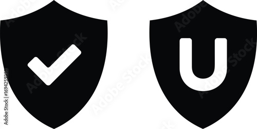 Shields Depicting Security and Protection Black and White Representations of Safety and Verification Illustrating Trust and Reliable System Architecture Design