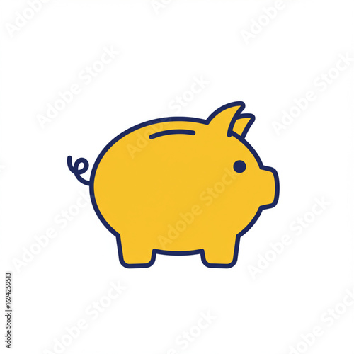 A bright yellow piggy bank isolated on a clean white background, symbolizing savings and financial growth