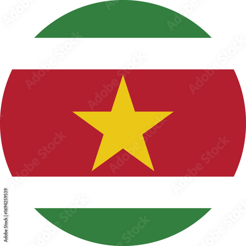 Suriname Circular Flag Grey Background
