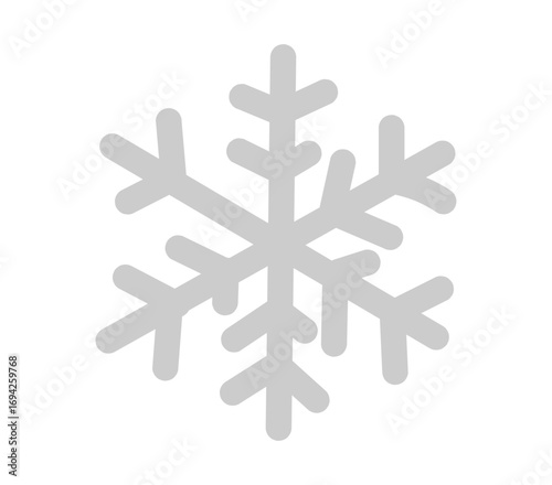Frozen snowflake icon, icy crystal shape for winter decoration, seasonal holiday ornament, frosty cold weather element, festive symbol isolated on white background flat vector illustration.