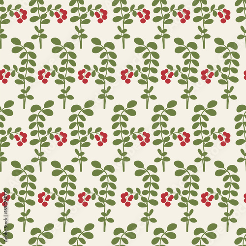 Cowberry seamless pattern in retro style. Vintage wallpaper print and texture for interior or home design. Rural and countryside aesthetic.