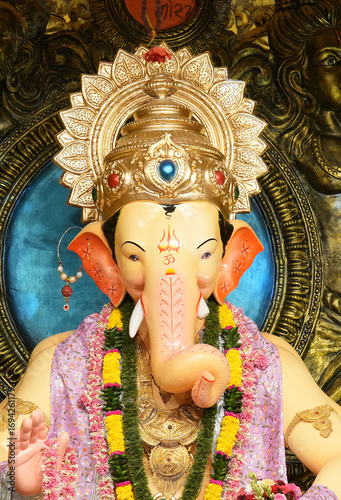 Lalbaugcha Raja Ganesh Statue in Festival Pandal, Mumbai India