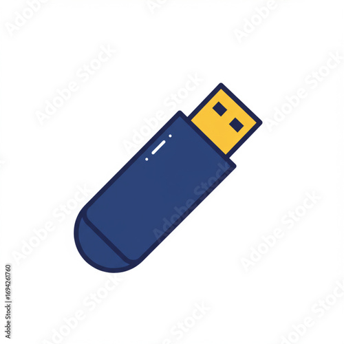 USB flash drive icon on a white background perfect for tech presentations and website design